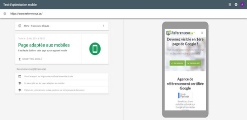 Test Mobile Friendly Referenceur.be Index Top